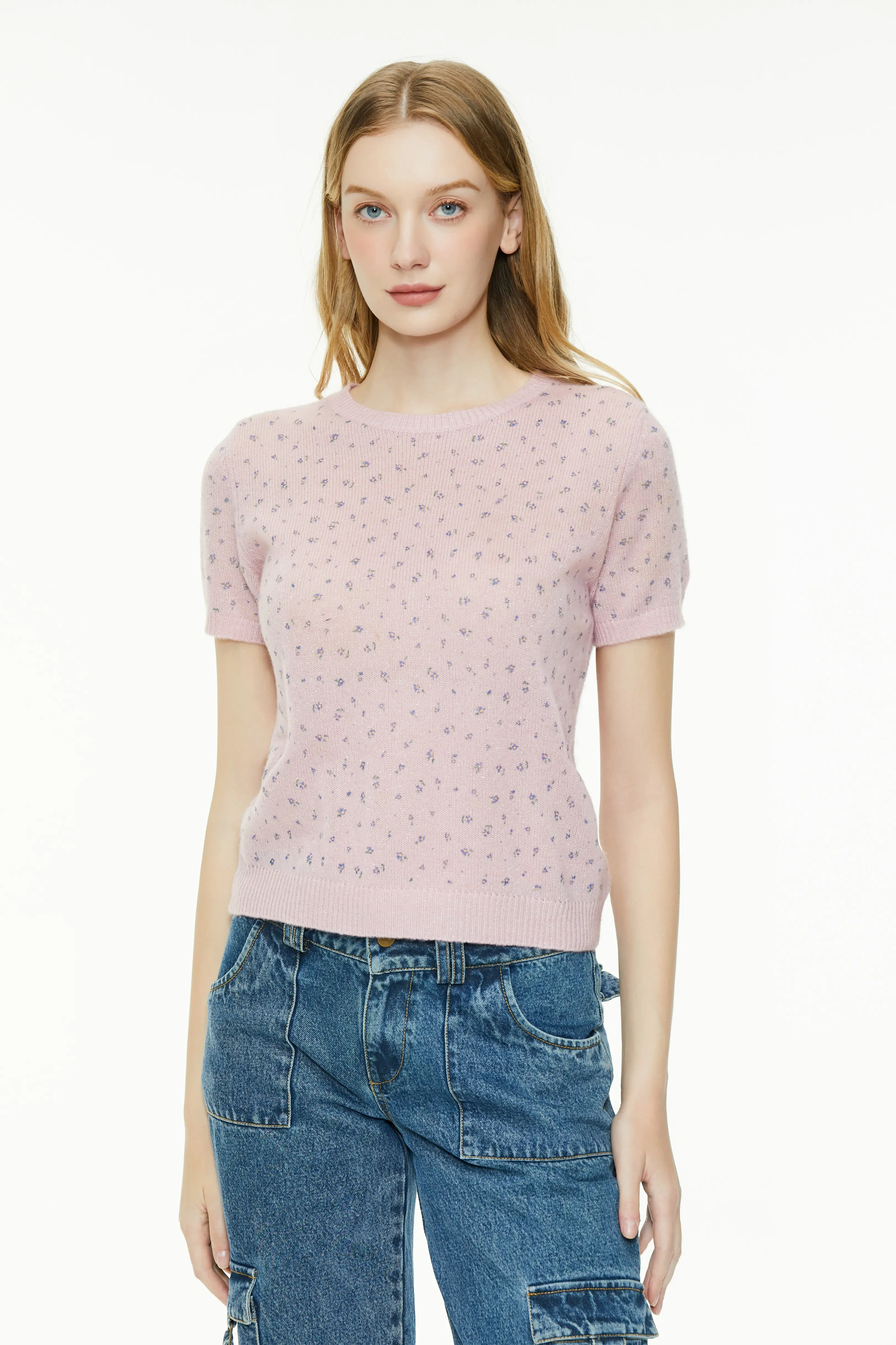 Blossom Pink Short-Sleeve Knit Top