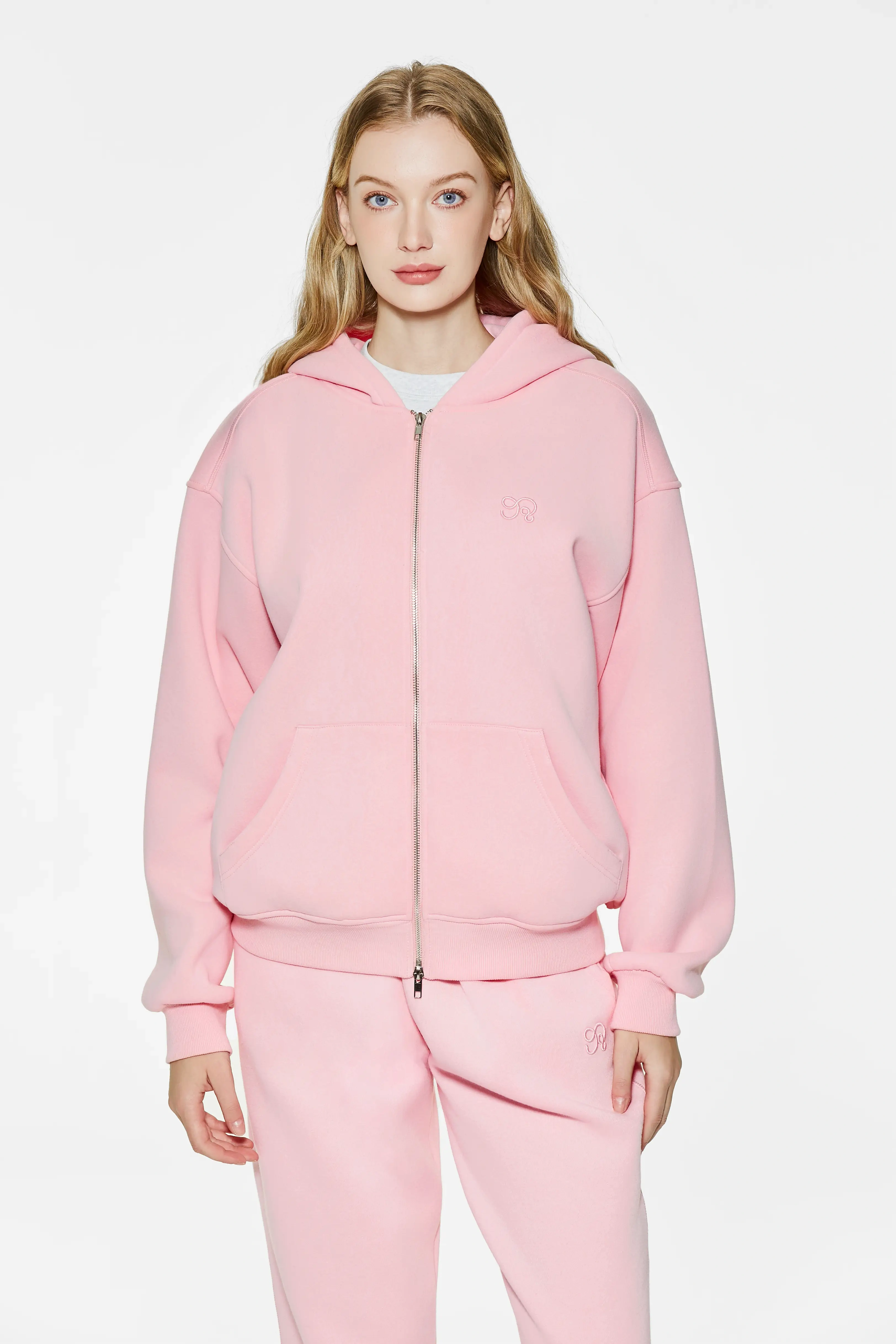 Drop shoulder zipper hoodie