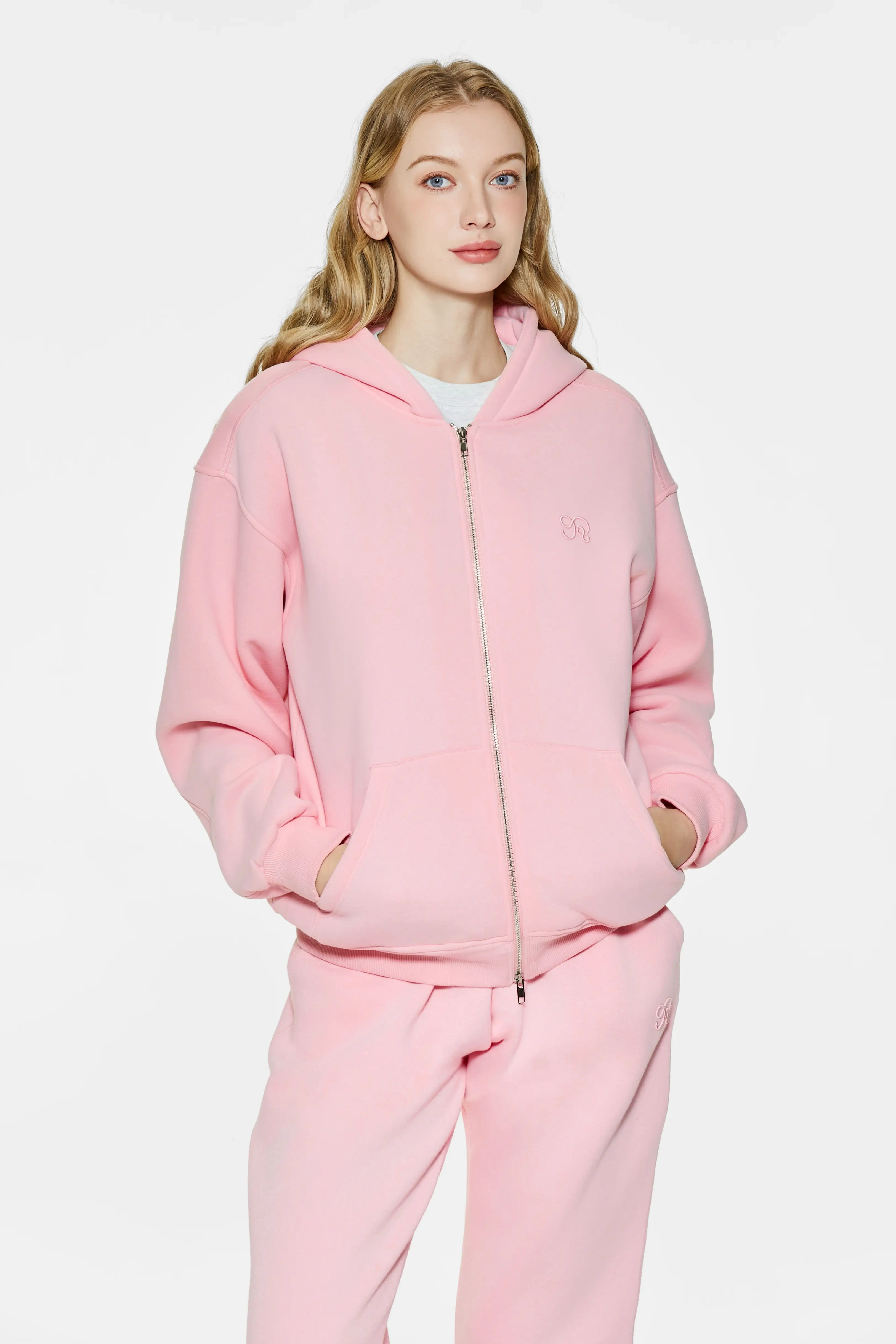 Drop shoulder zipper hoodie