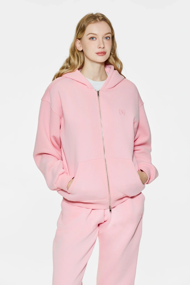 Drop shoulder zipper hoodie