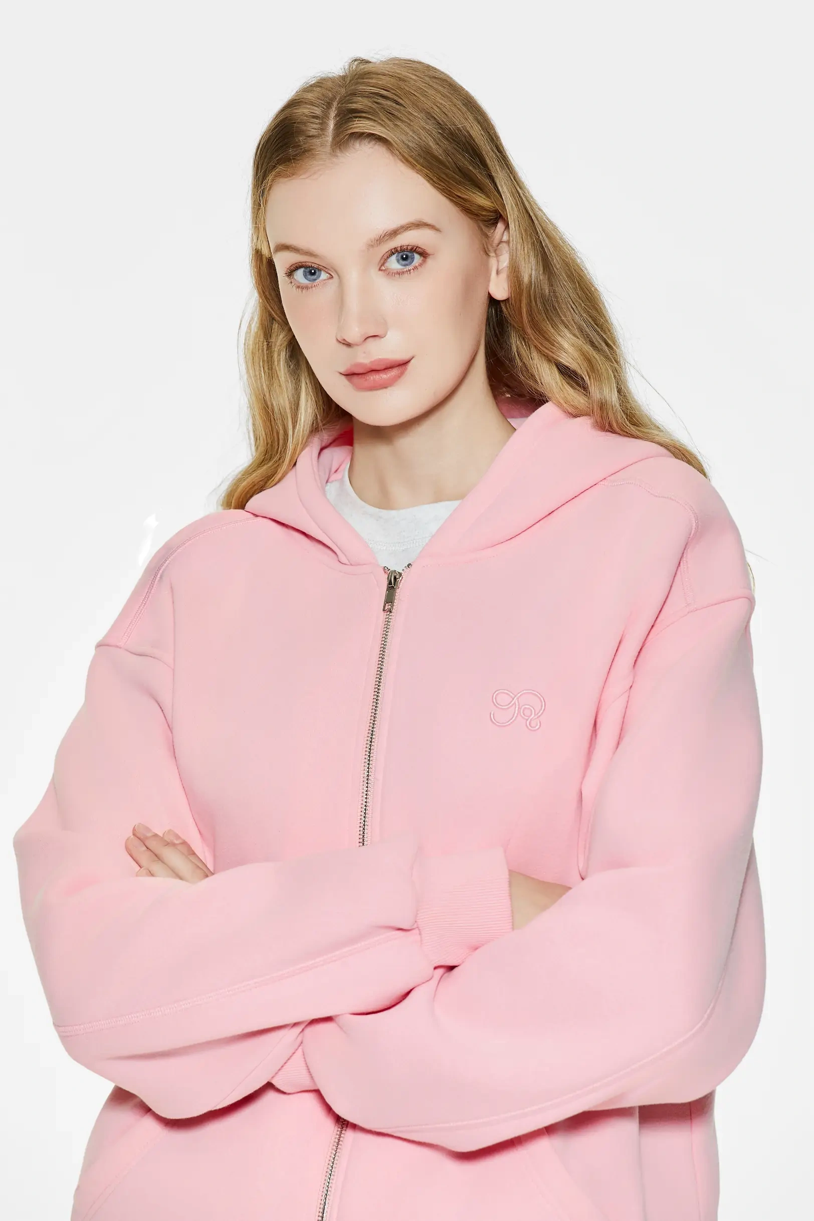 Drop shoulder zipper hoodie