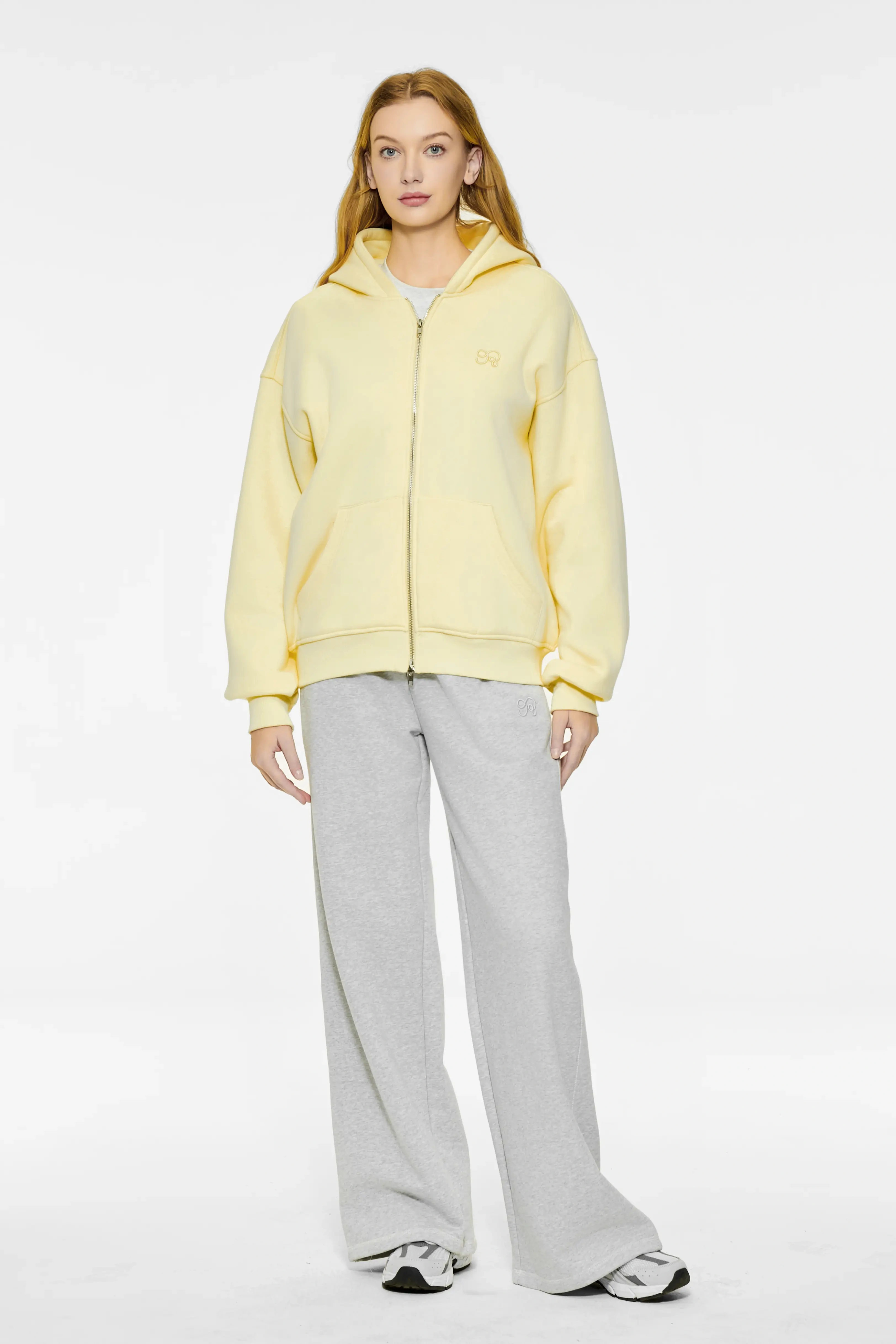 Drop shoulder zipper hoodie