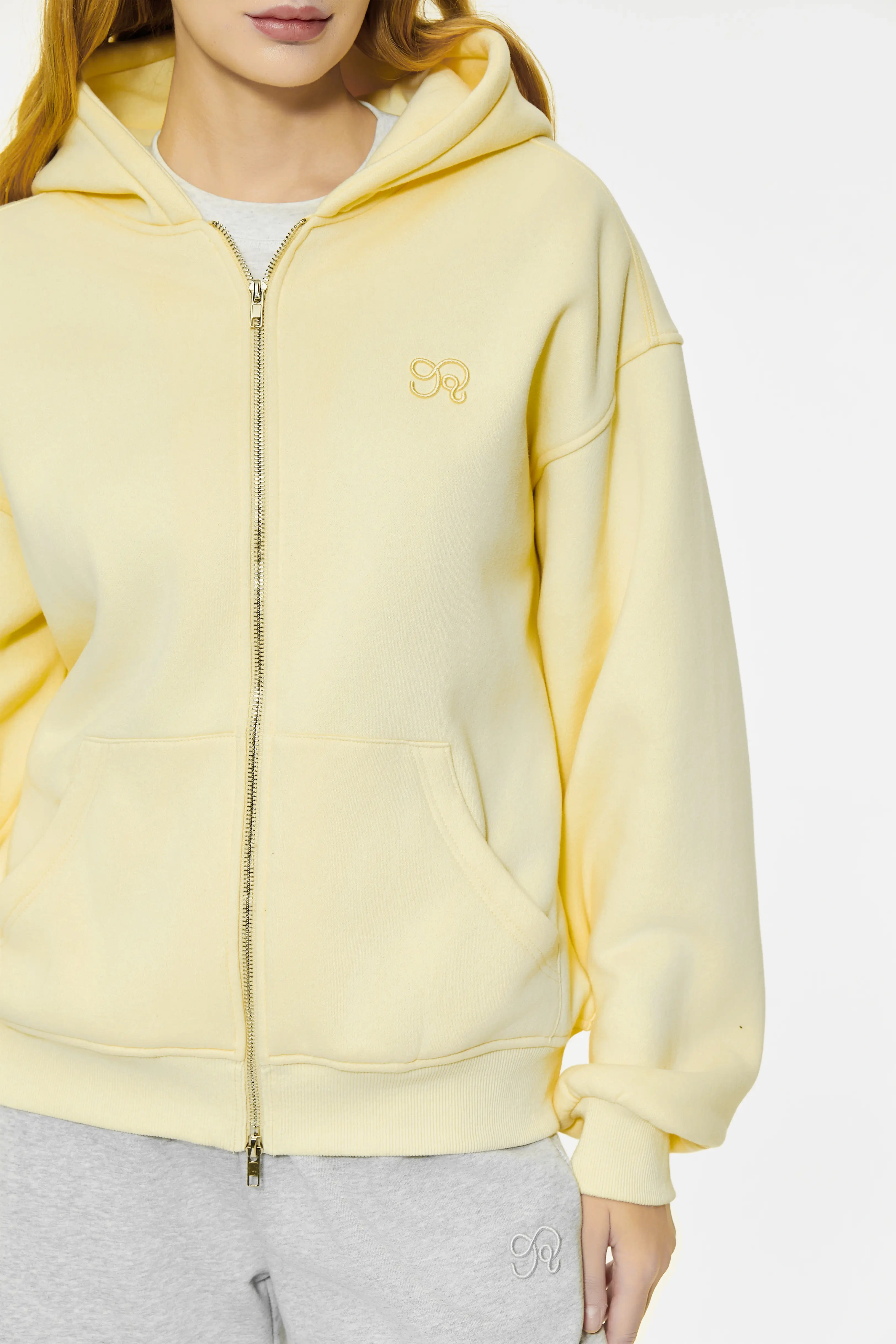 Drop shoulder zipper hoodie