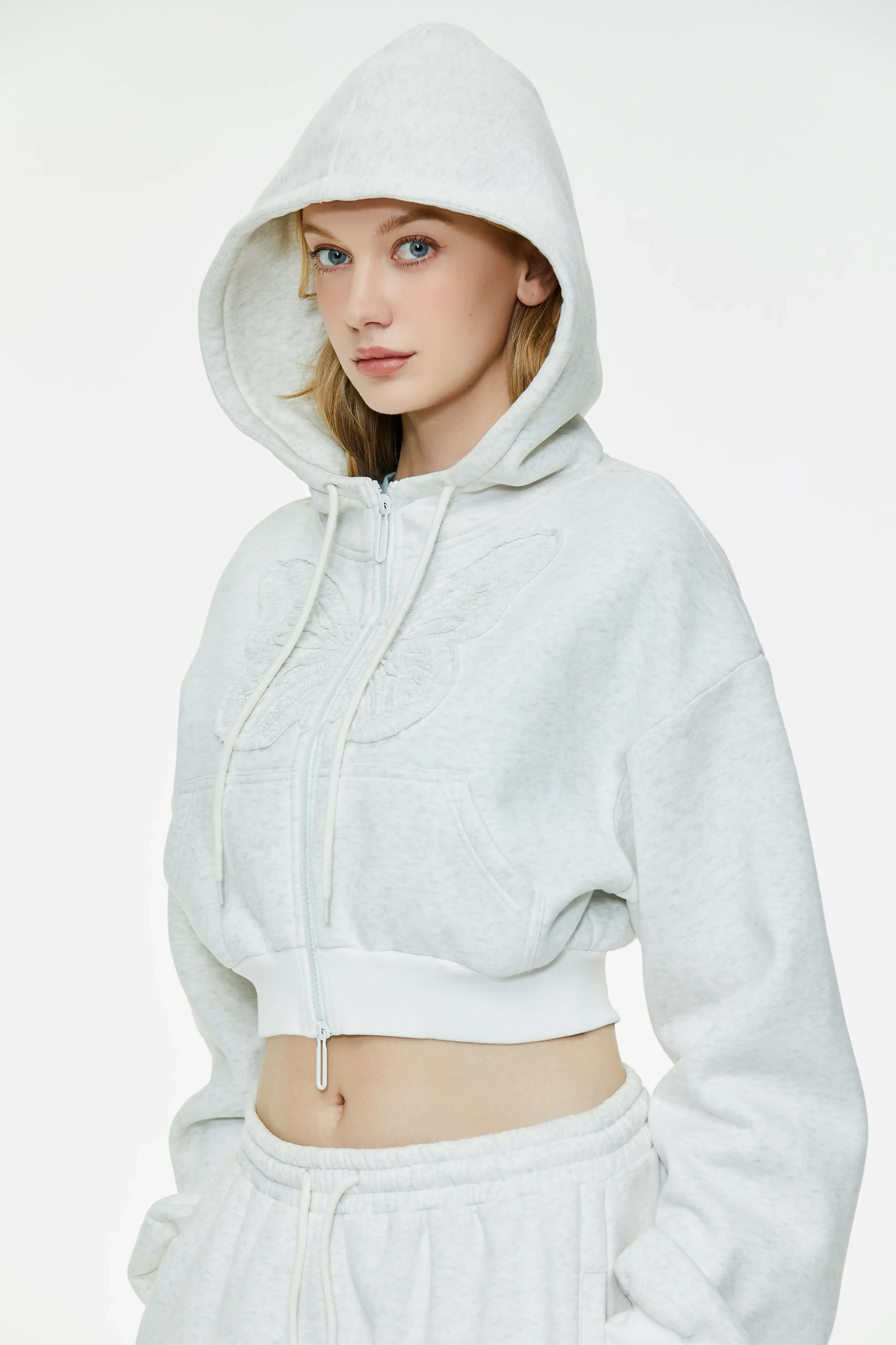Women's Zipper Embroidered Hoodie