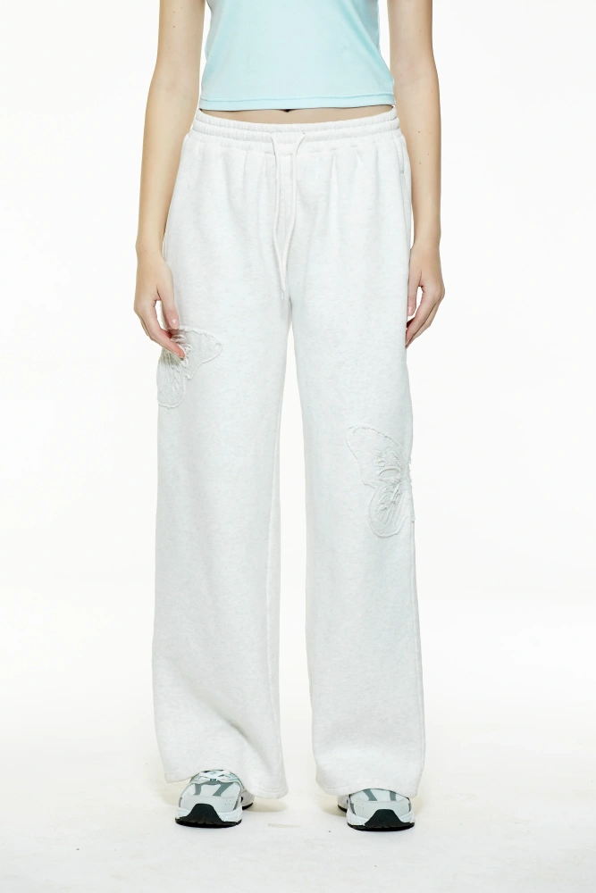 Women's casual loose embroidered sports pants