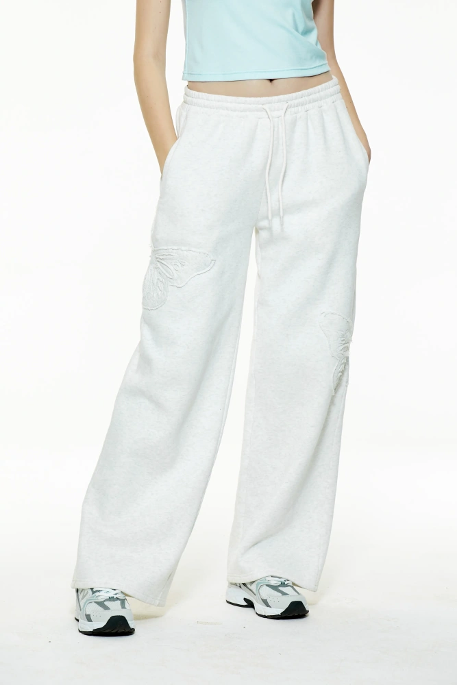 Women's casual loose embroidered sports pants