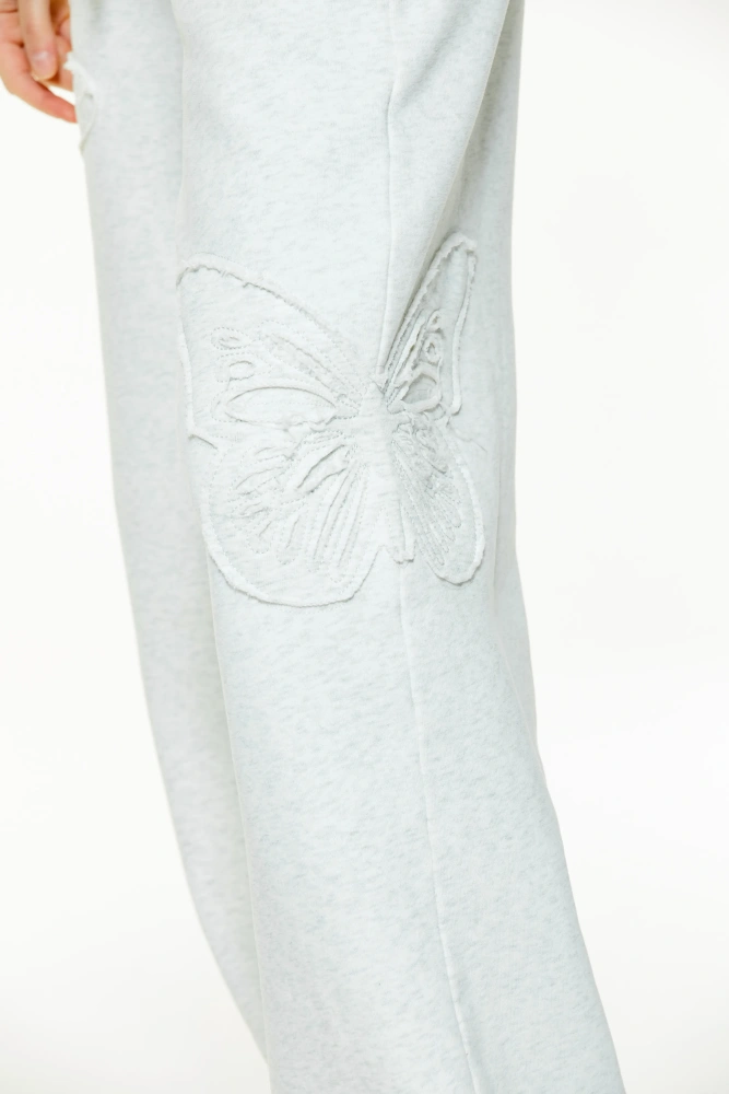 Women's casual loose embroidered sports pants