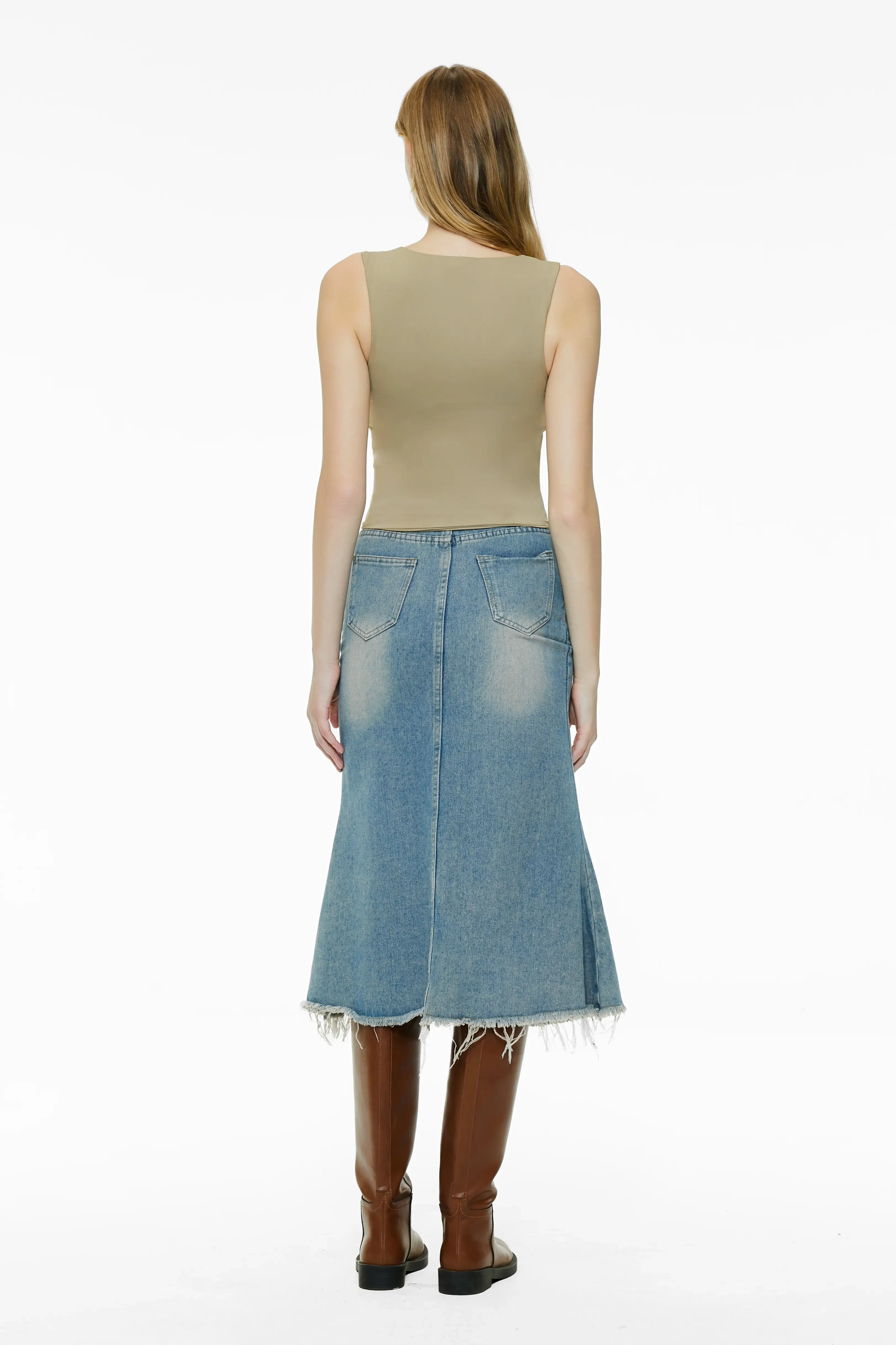 Lace square neck tight vest