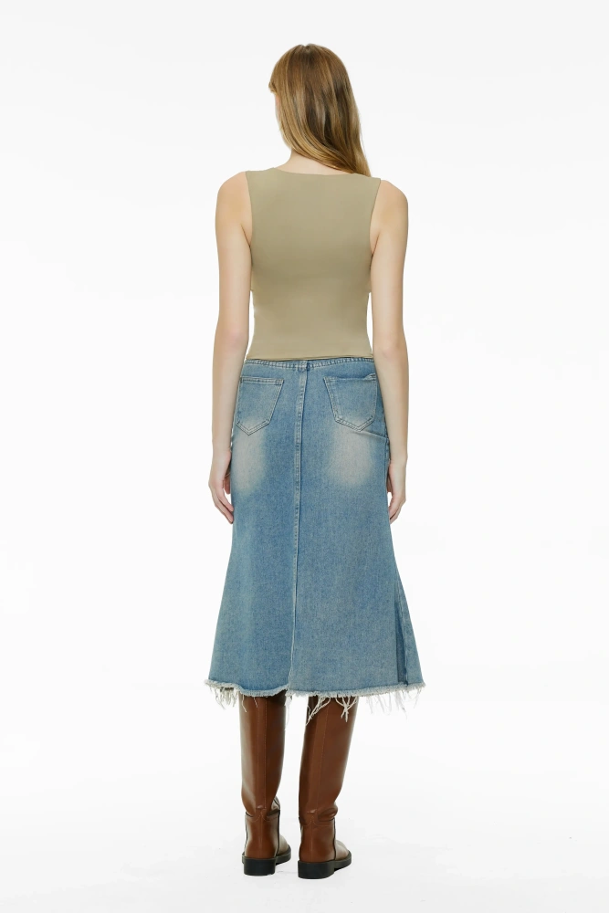 Lace square neck tight vest