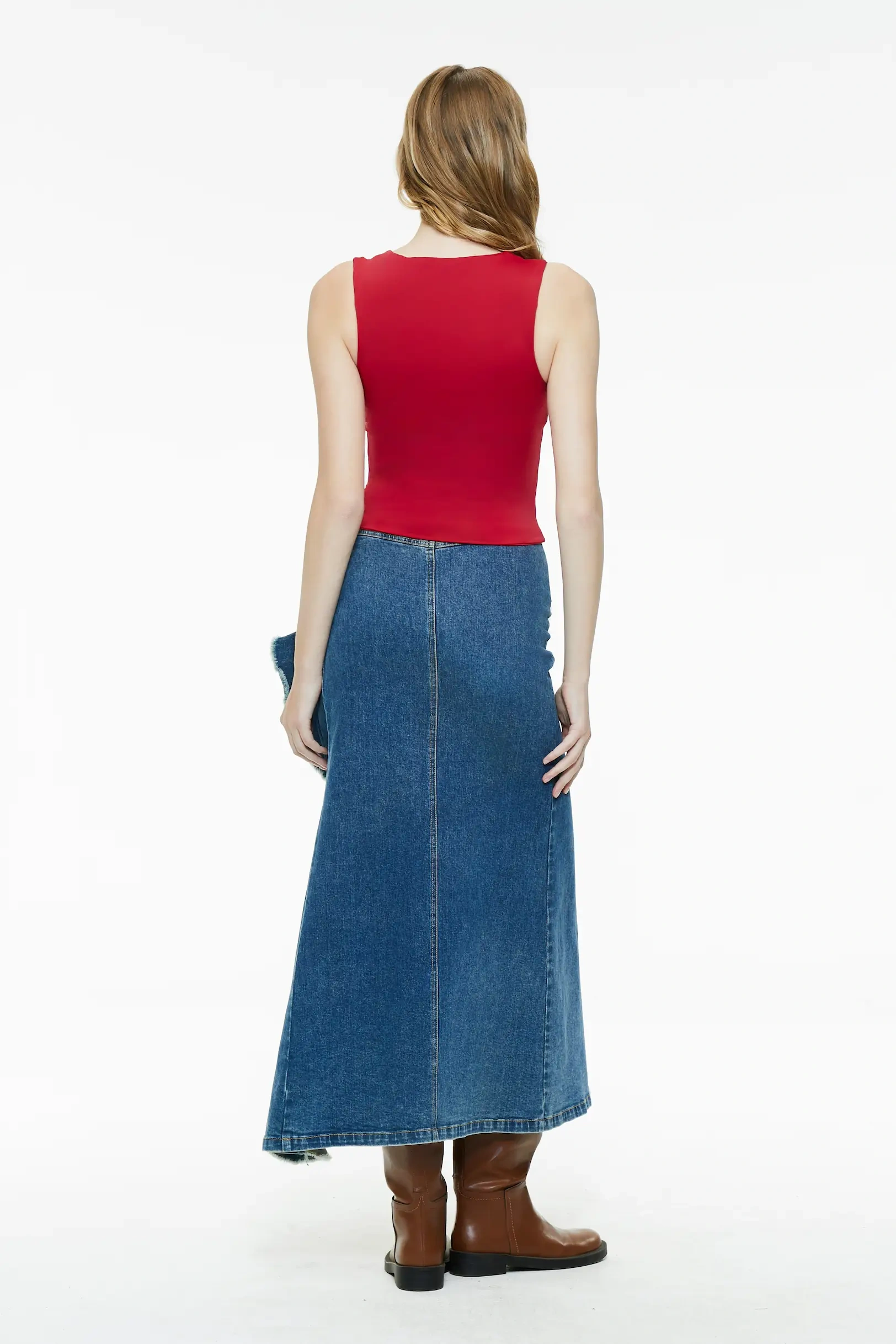 Lace square neck tight vest