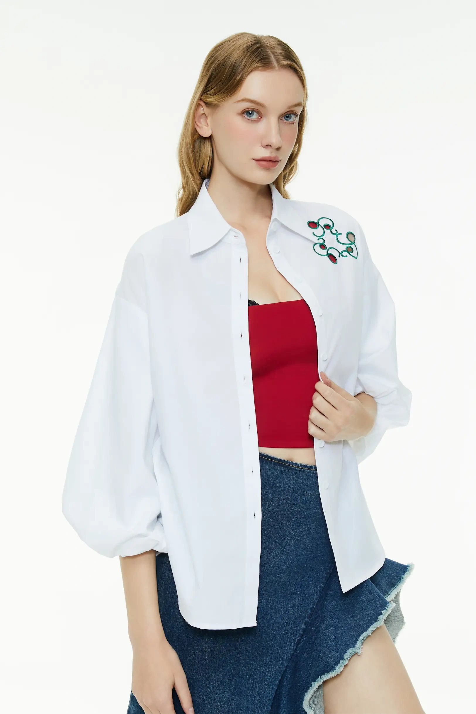 Puff sleeve polo shirt