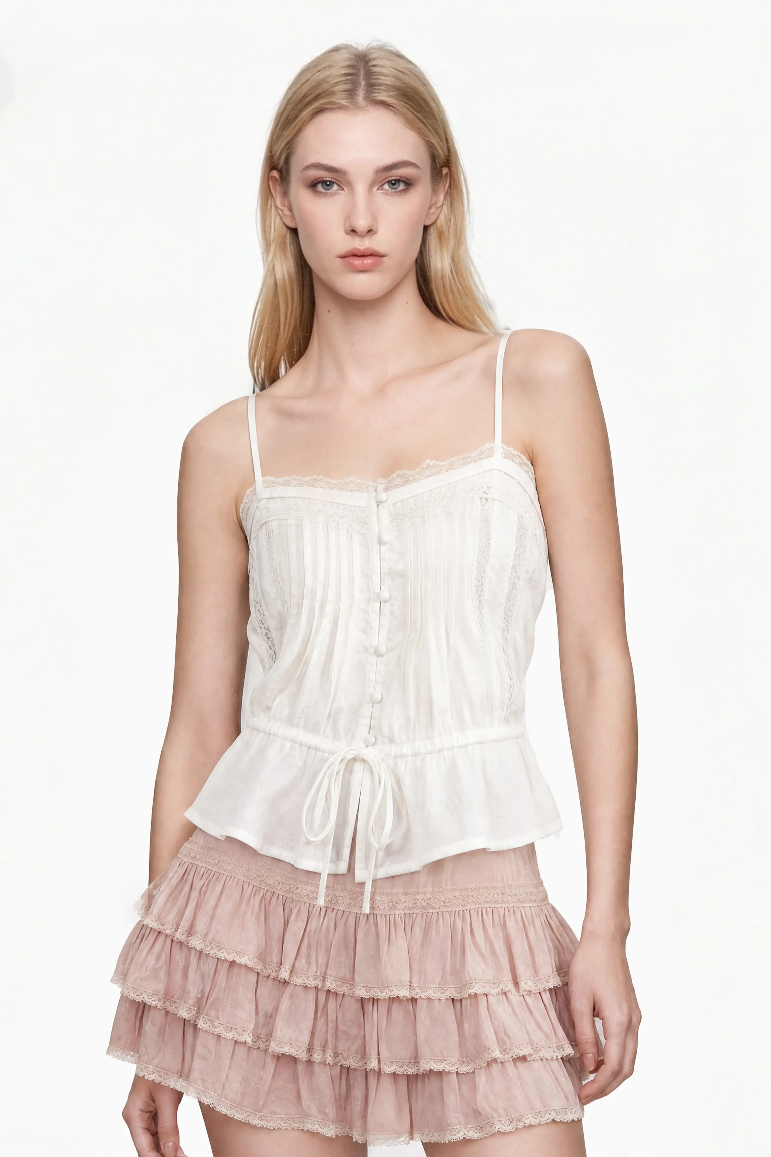 Lace Trim Camisole Tank Resort Athleisure Top