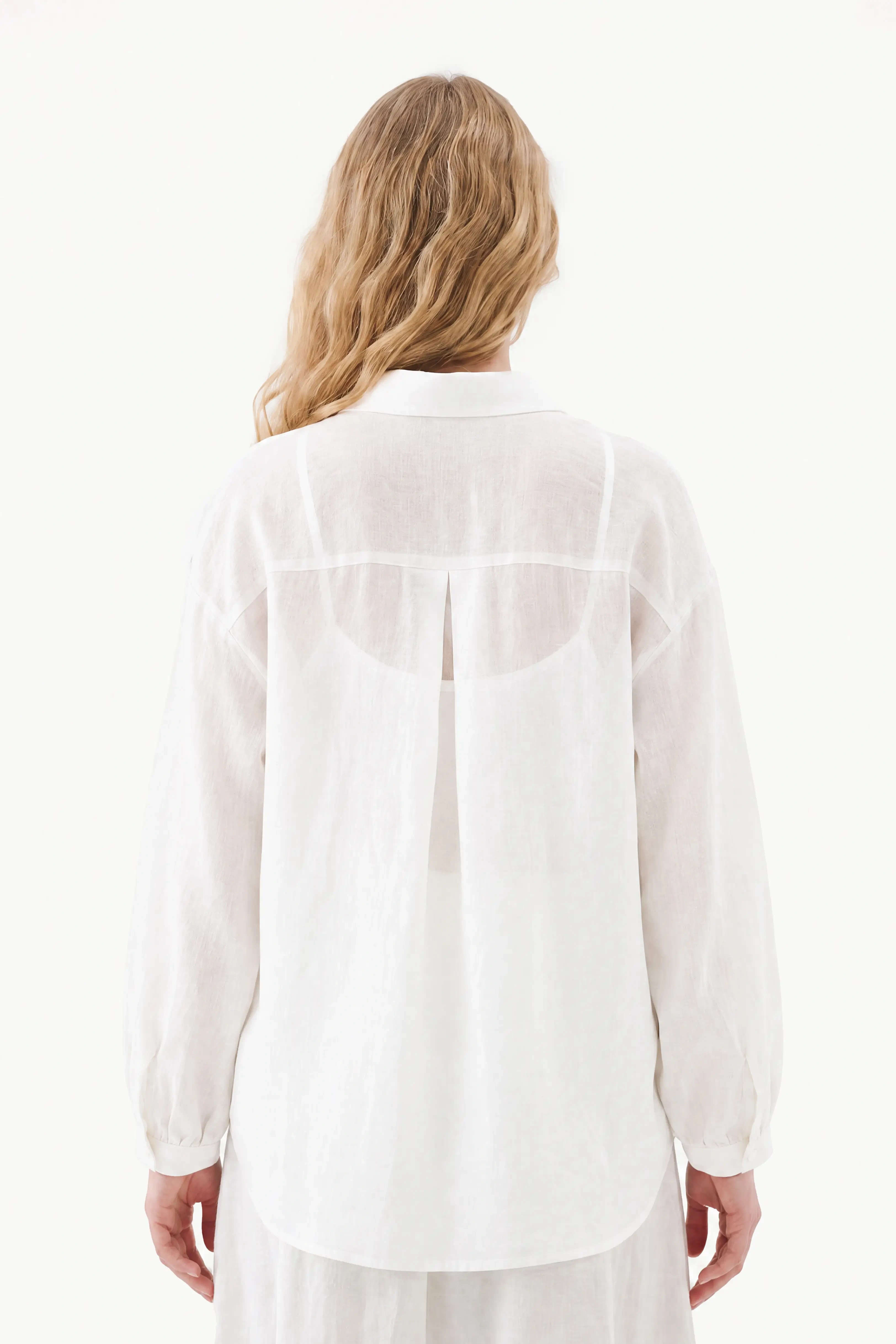 Ruffle Trim Ramie Resort Blouse