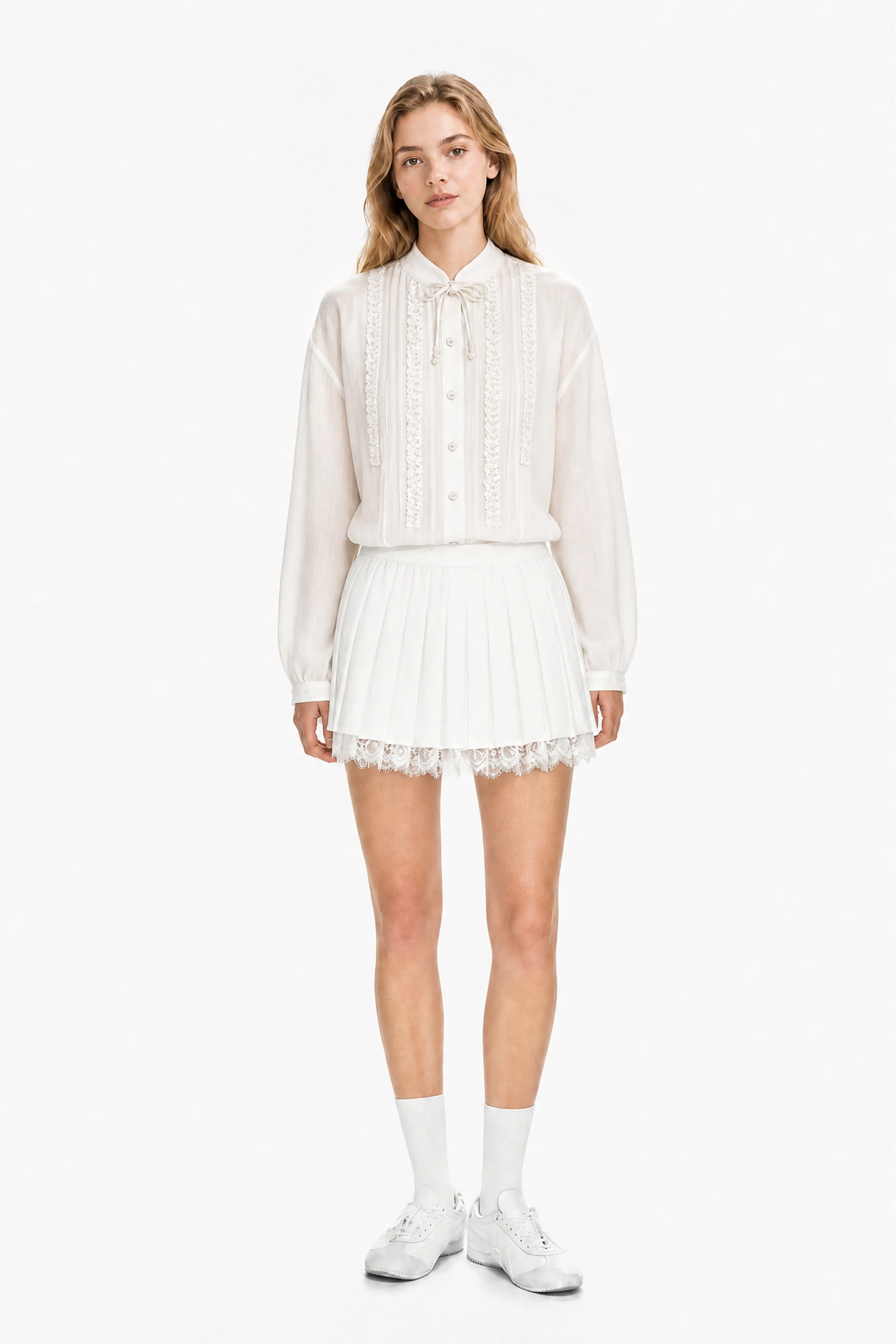 Ruffle Trim Ramie Resort Blouse