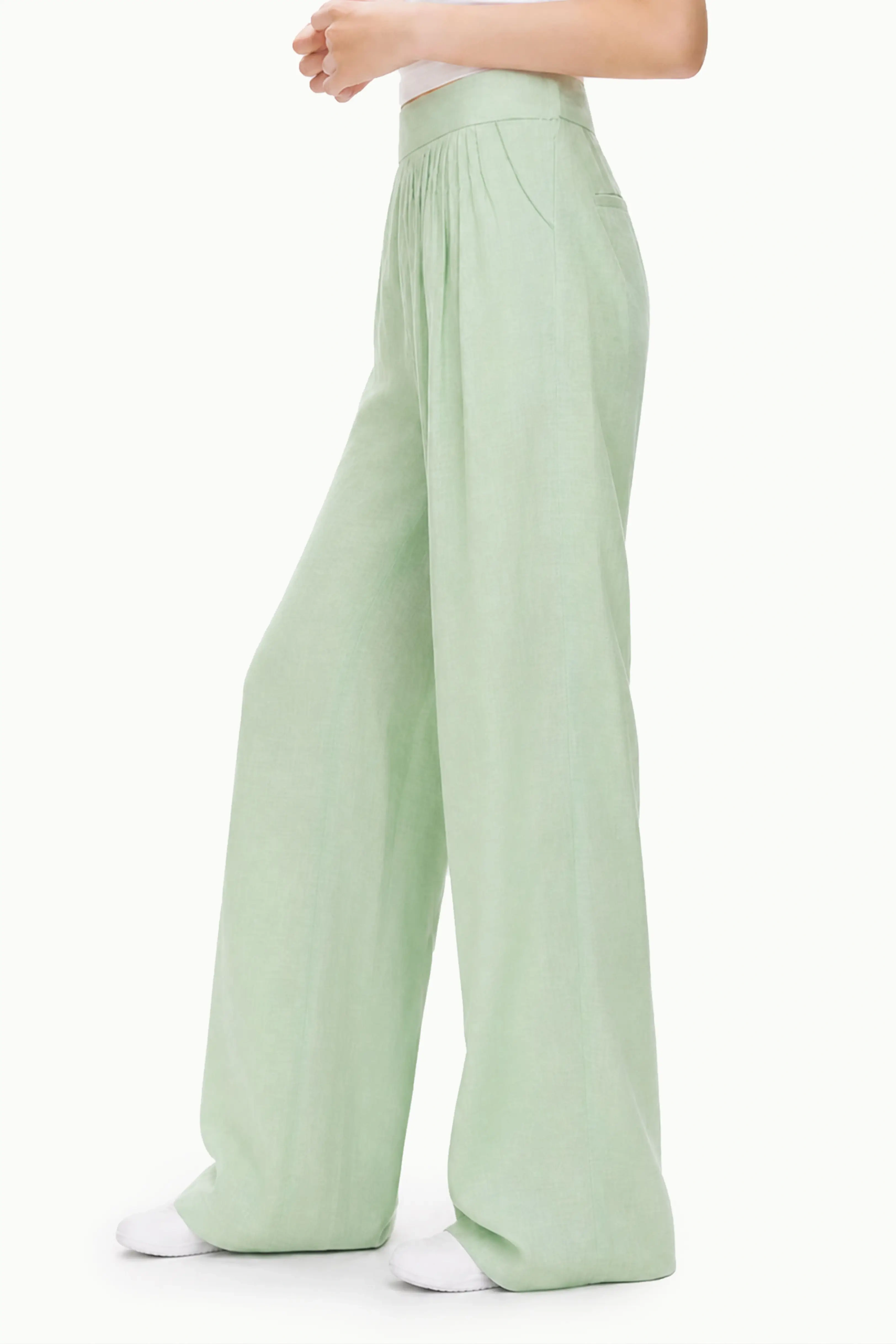 Pleated Wide Leg Pants Resort Trousers