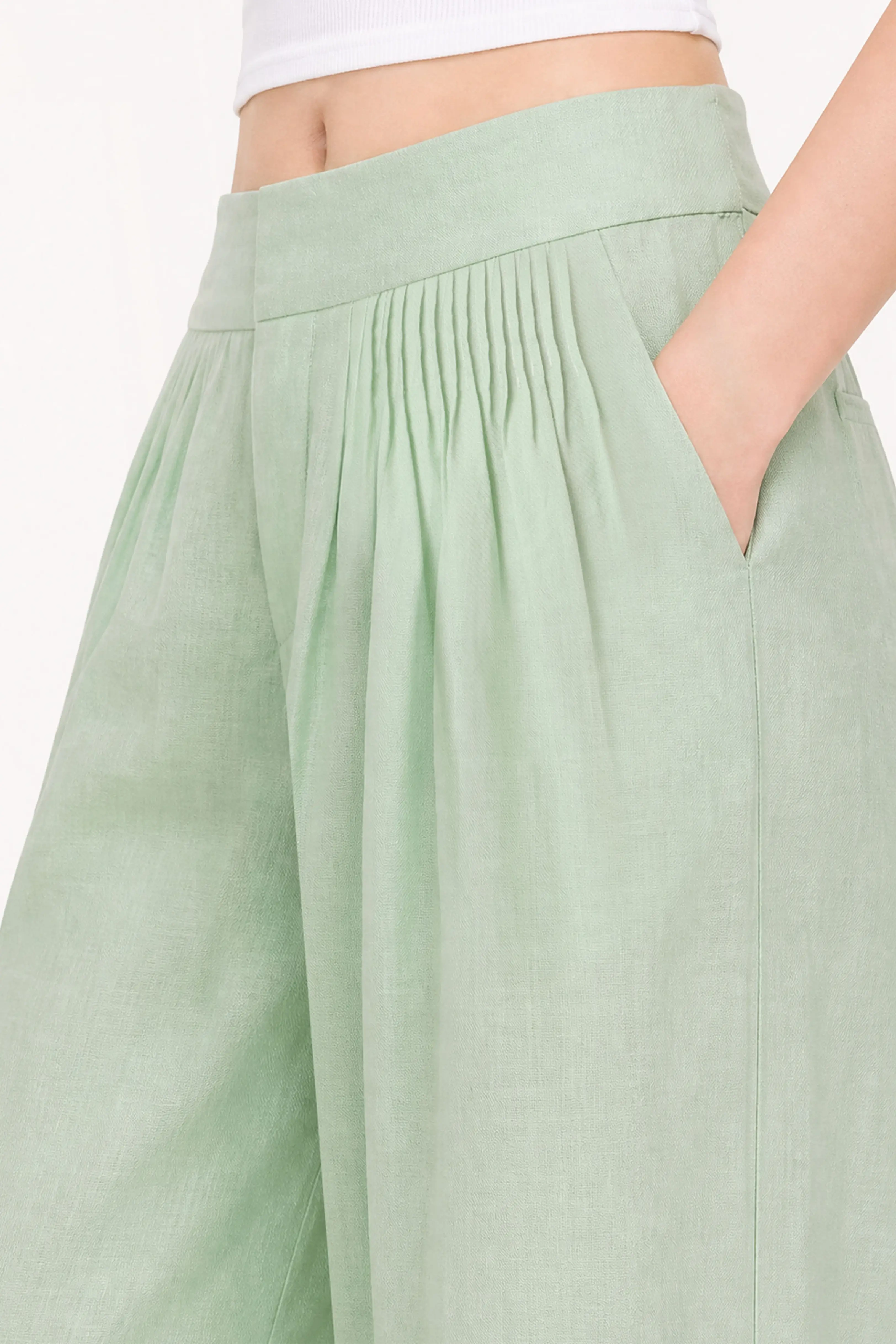 Pleated Wide Leg Pants Resort Trousers