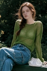 Drop Shoulder Relaxed Open Knit Sweater