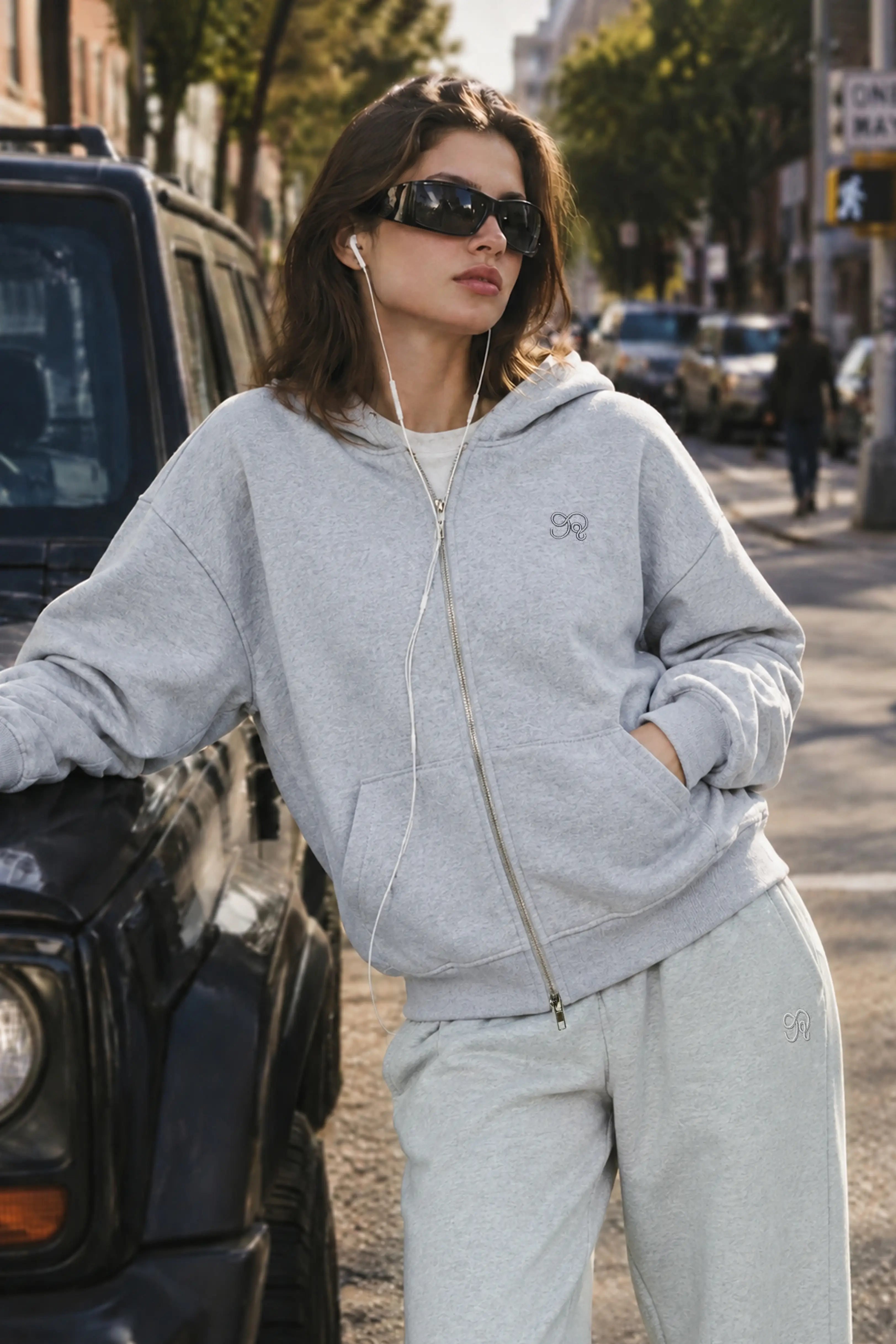 Oversized Double Zip Up Hoodie