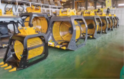CNS HYDRAULIC 360 DEGREE 2T 3T 4T 5T MESH CHANGABLE SCREEN SIEVE RORATING BUCKET FOR EXCAVATOR MULTI CUSTOMIZED