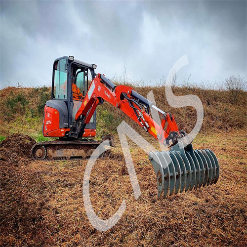 CNS EXCAVATOR LOADER Tree branch clamp root rake grapple hydraulic thumb rake grab