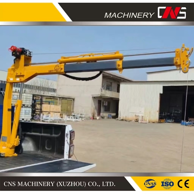 High Quality 1 Ton Hydraulic Pick up Truck Side Telescopic Boom Pickup Crane with Derricking Jibs Remote Control