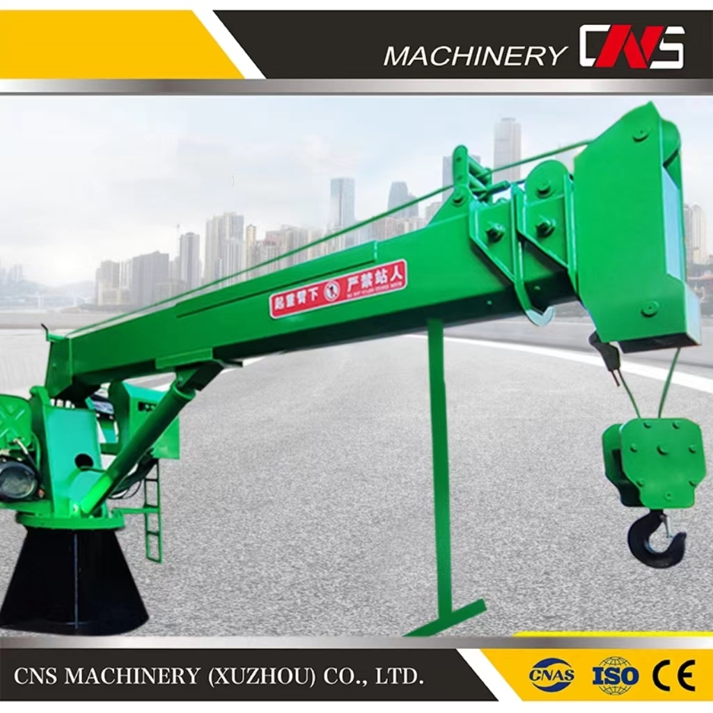 Fully Hydraulic Telescopic Boom Marine Crane Oil and Electric Dual Deck Crane 8 Ton Wharf and Port Marine Crane