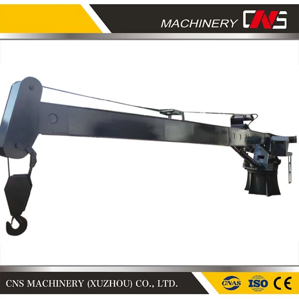 Fully Hydraulic Telescopic Boom Marine Crane Oil and Electric Dual Deck Crane 8 Ton Wharf and Port Marine Crane