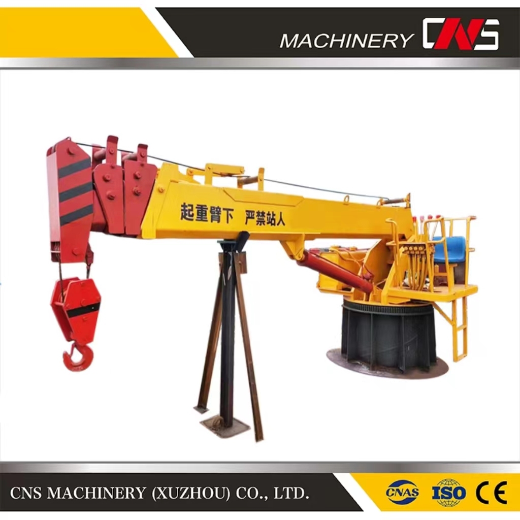 8 Ton Straight Arm Marine Crane on Ship Marine Deck Crane Telescopic Boom Hydraulic Ship Deck Crane for Sale