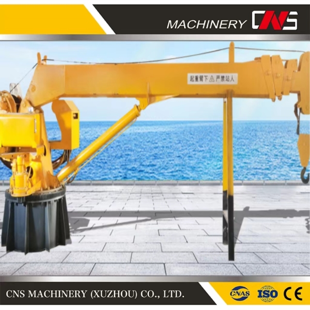 8 Ton Straight Arm Marine Crane on Ship Marine Deck Crane Telescopic Boom Hydraulic Ship Deck Crane for Sale
