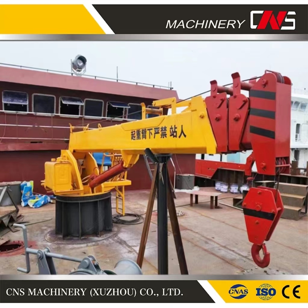 China Manufacturer Hydraulic 4 Ton Telescopic Marine Deck Crane High Quality Ship Used Deck Crane