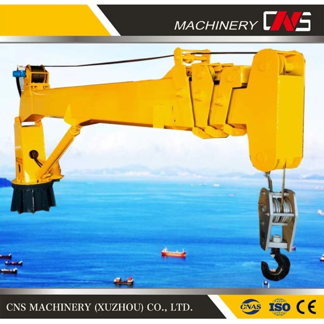 Hot Sale 12 Tons Telescopic Boom Hydraulic Ship Deck Marine Crane High Quality Lifting Ship Crane Low Price