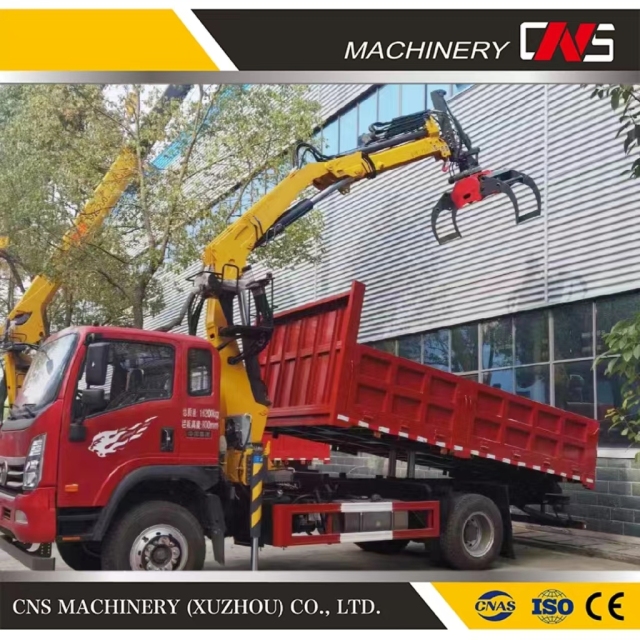 Multi Functional and Efficient Hydraulic Folding Arm 5 Ton Crane with Wood Grapple for Delivering Timber