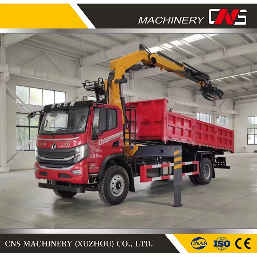 Multi Functional and Efficient Hydraulic Folding Arm 5 Ton Crane with Wood Grapple for Delivering Timber
