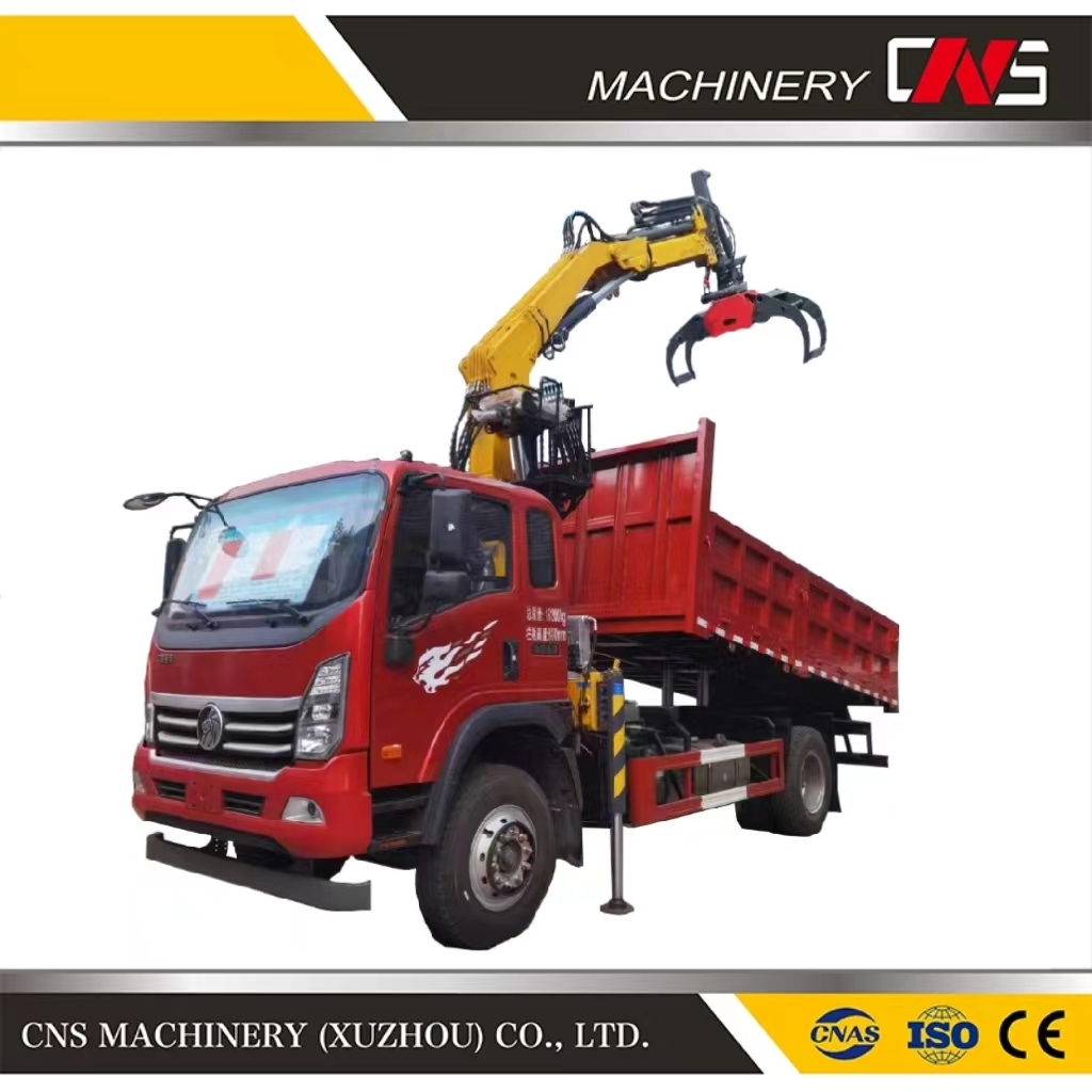 Multi Functional and Efficient Hydraulic Folding Arm 5 Ton Crane with Wood Grapple for Delivering Timber