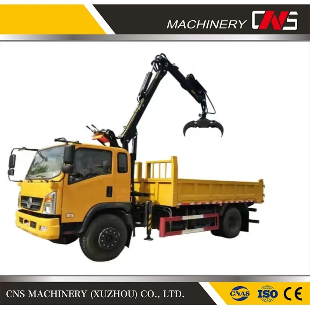 Multi Functional and Efficient Hydraulic Folding Arm 5 Ton Crane with Wood Grapple for Delivering Timber