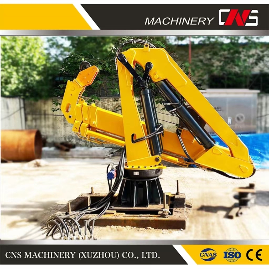 4 Ton Hydraulic Marine Ship Boat Harbor Folding Arm Crane High Quality Floating Barge Knuckle Boom Ship Deck Crane