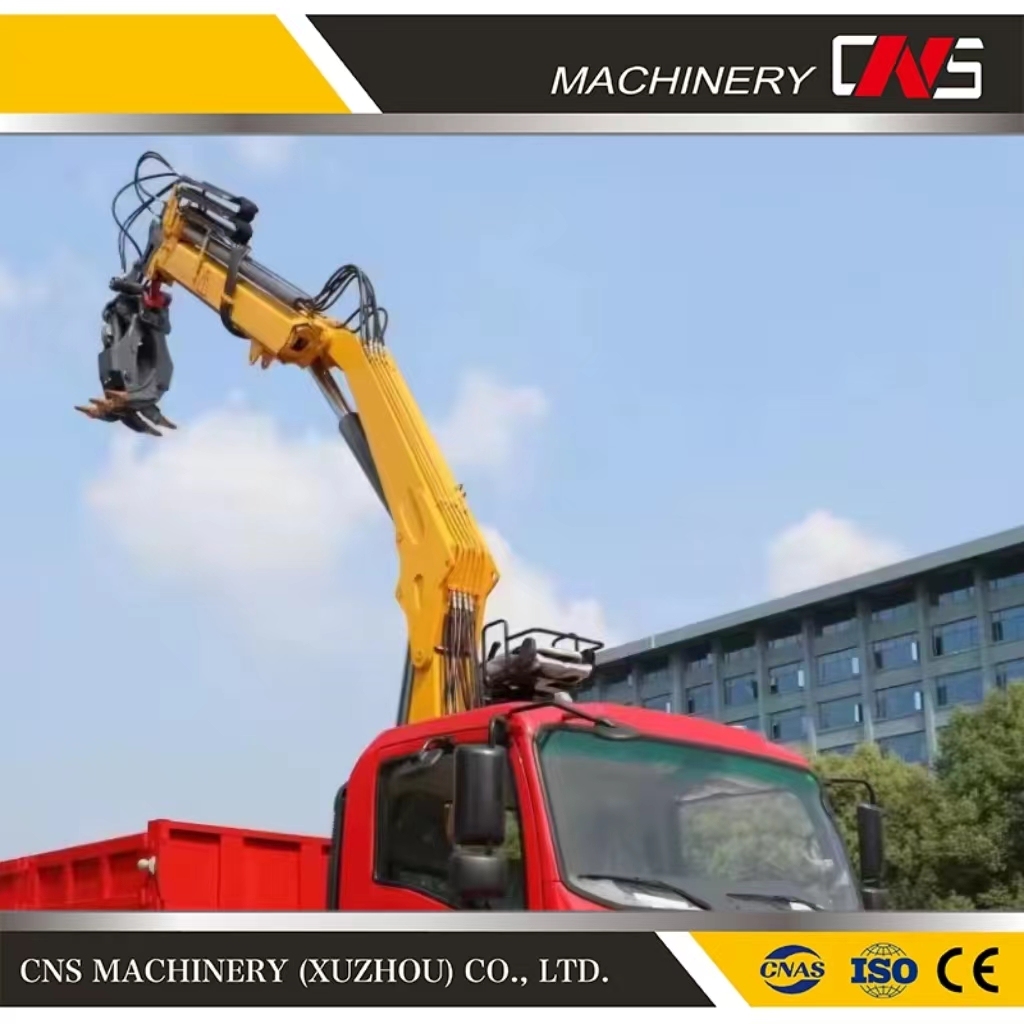 China Factory Grab Small Folding Boom Truck Mounted Lifting Crane Equipment High Quality Grapple Crane