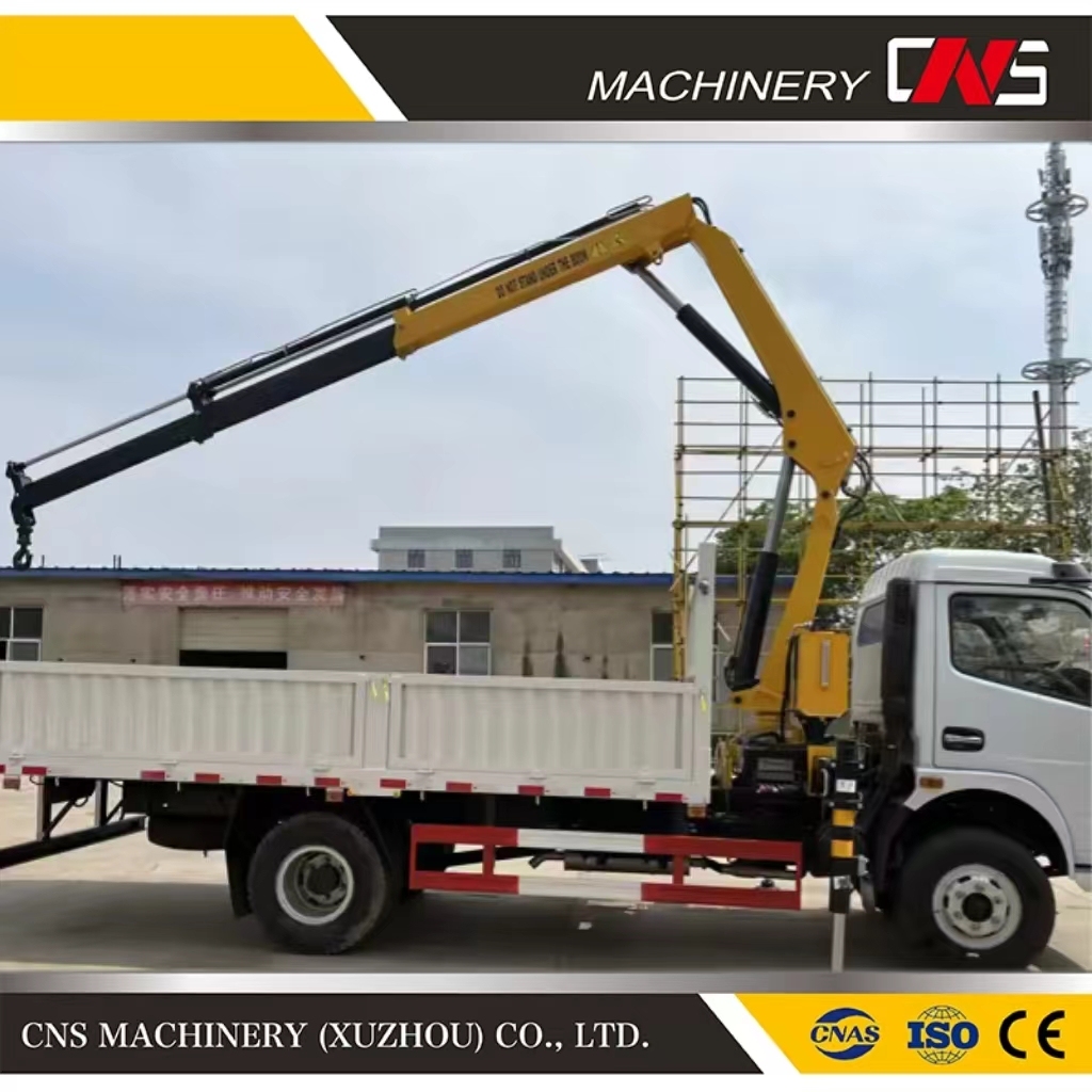 Factory Direct Sale 3.2 Tons Knuckle Boom Hydraulic Mobile Truck Crane Folding Arm Mobile Lorry Mounted Crane