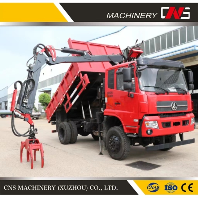 Good Quality Heavy Duty Wood Grapple Truck Knuckle Boom Lifting Crane Truck Mounted Mobile Crane