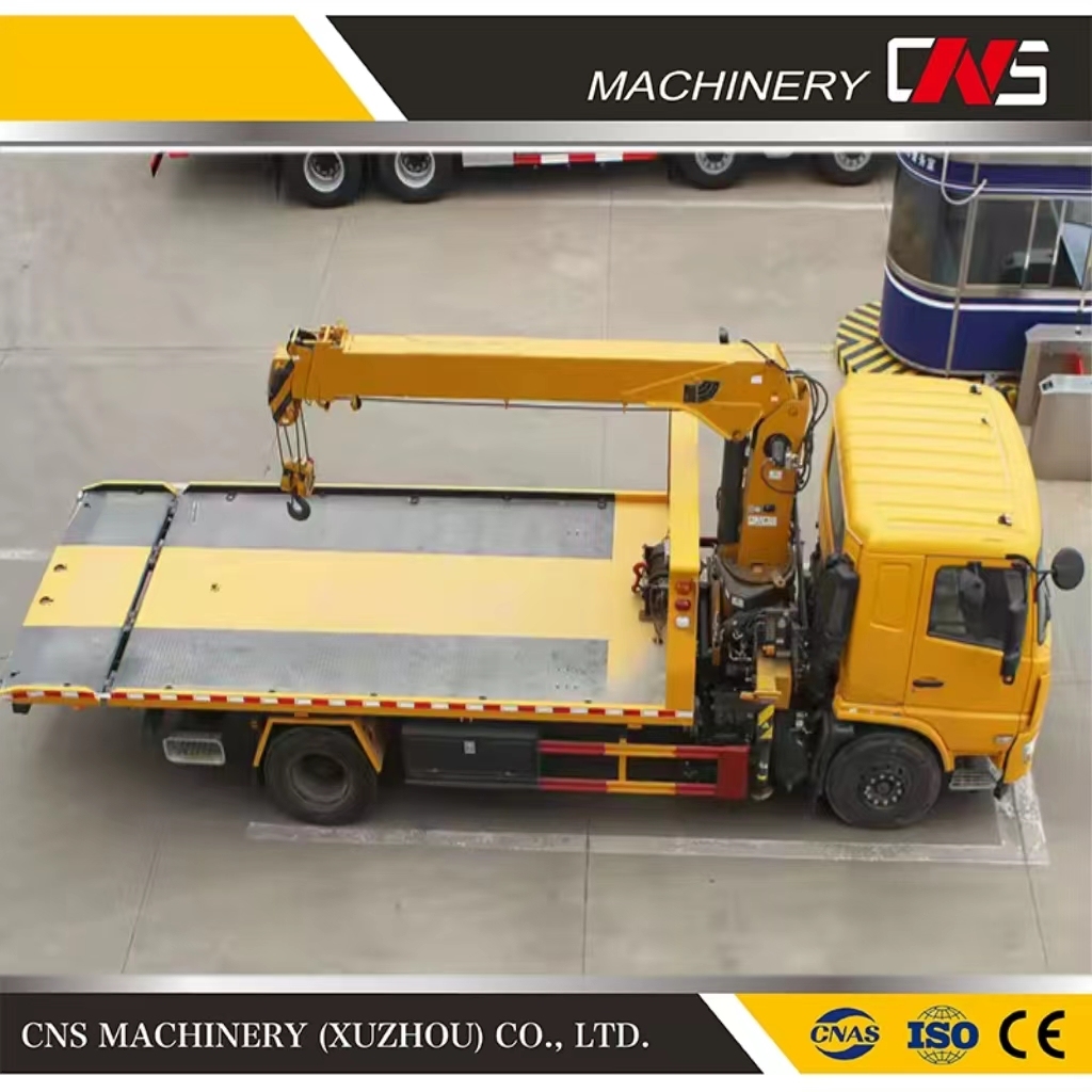 Heavy Duty Roll Back Tow Truck with Crane 2024 Brand New Truck with 5 Tons Telescopic Boom Crane