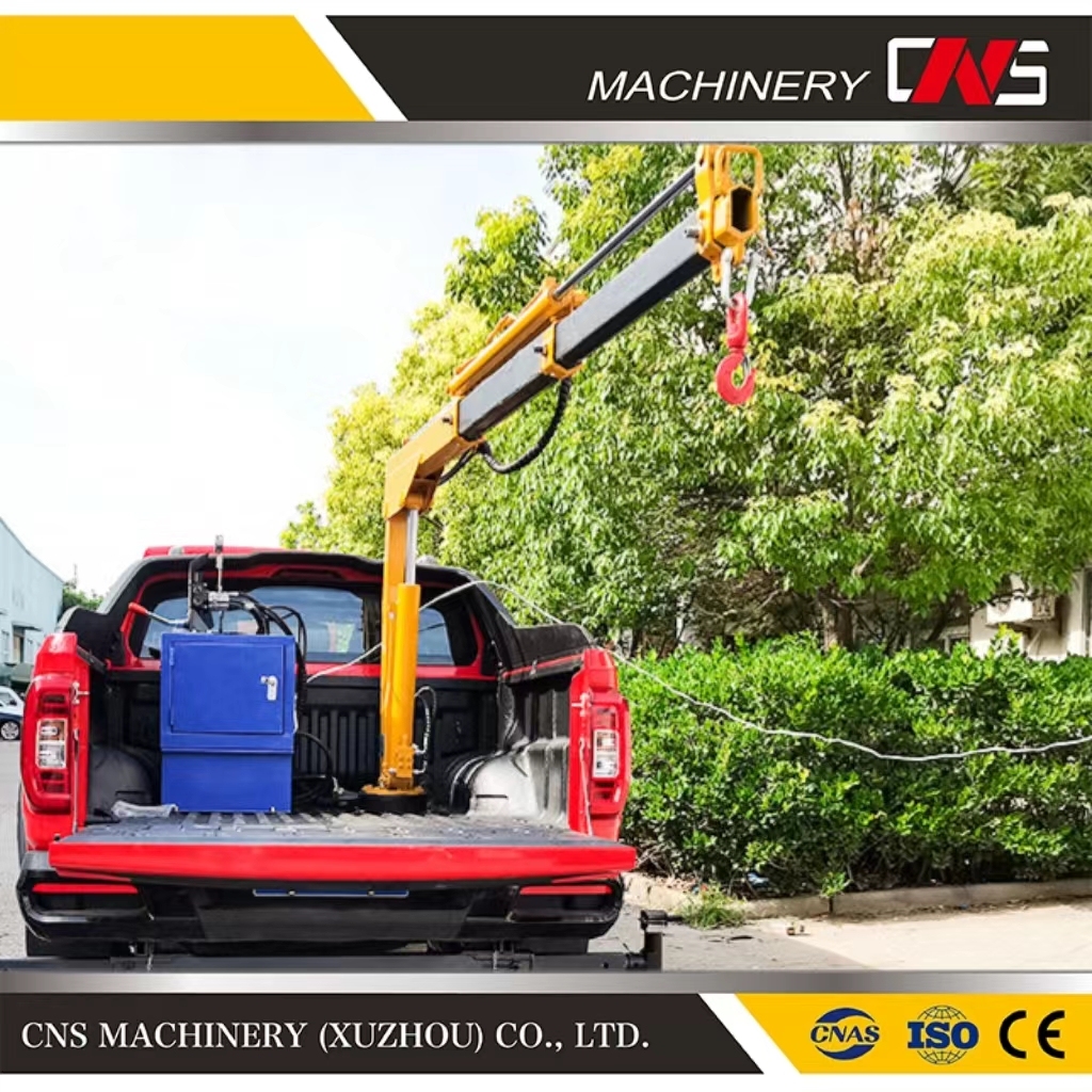Portable Hydraulic Pickup Crane with Electric Winch Telescopic Boom Small Pickup Truck Crane Mini Jib Crane