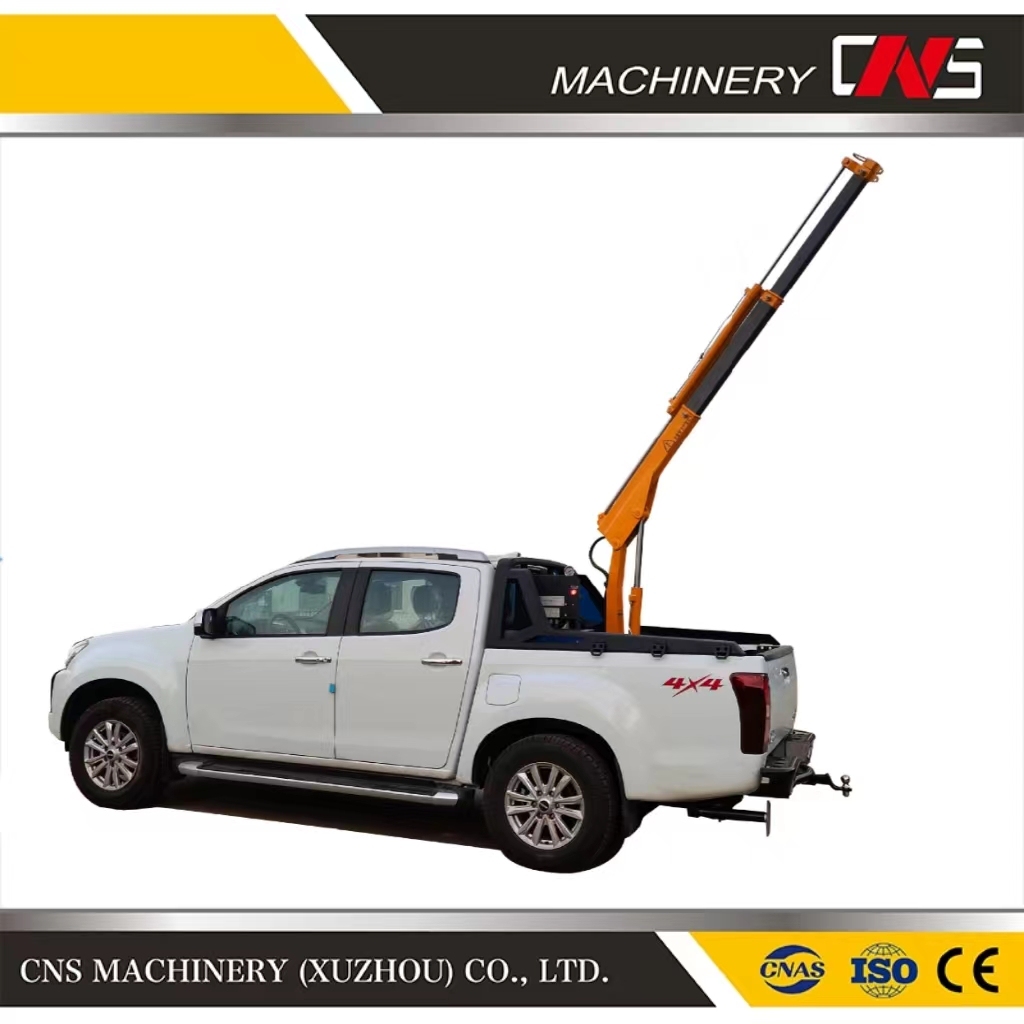 Portable Hydraulic Pickup Crane with Electric Winch Telescopic Boom Small Pickup Truck Crane Mini Jib Crane