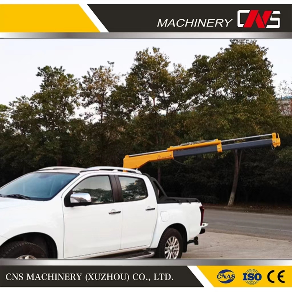 Portable Hydraulic Pickup Crane with Electric Winch Telescopic Boom Small Pickup Truck Crane Mini Jib Crane