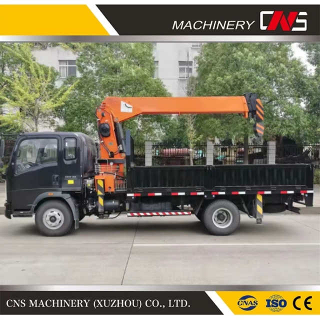 High Quality 8 Ton Hydraulic Straight Arm Lifting Crane Telescopic Boom Truck Lorry Mounted Crane for Sale