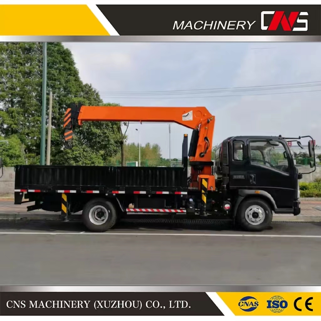 High Quality 8 Ton Hydraulic Straight Arm Lifting Crane Telescopic Boom Truck Lorry Mounted Crane for Sale