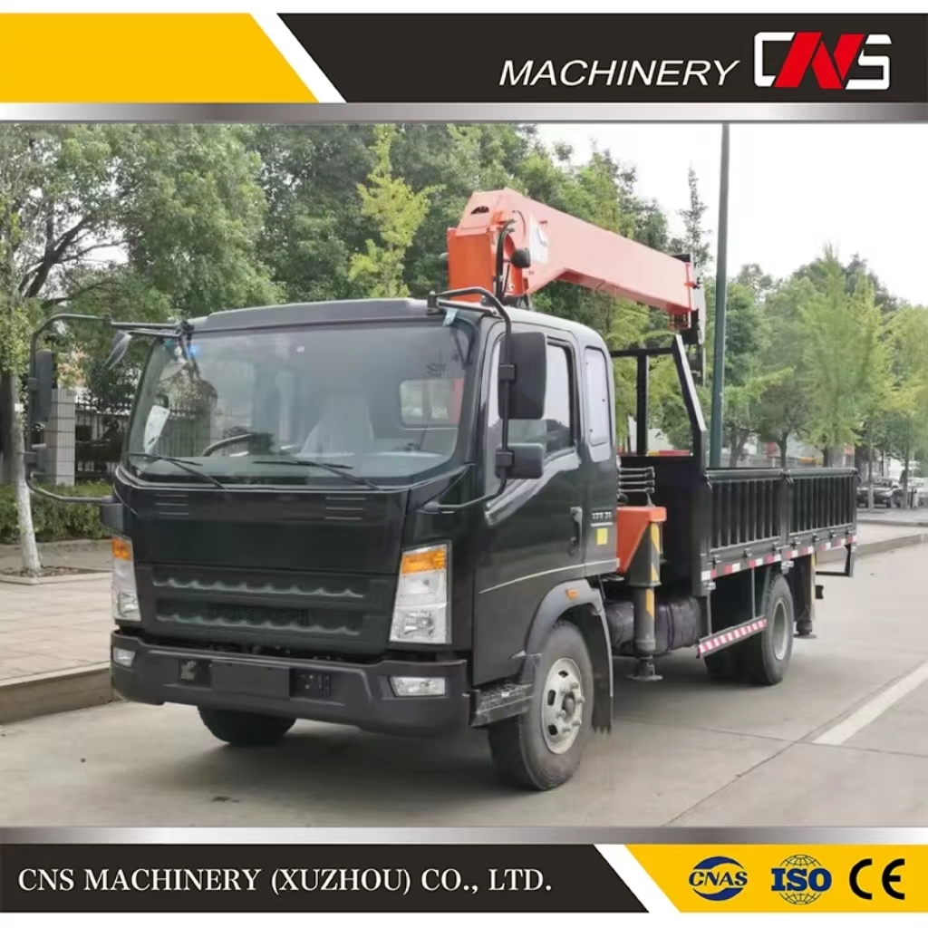 High Quality 8 Ton Hydraulic Straight Arm Lifting Crane Telescopic Boom Truck Lorry Mounted Crane for Sale