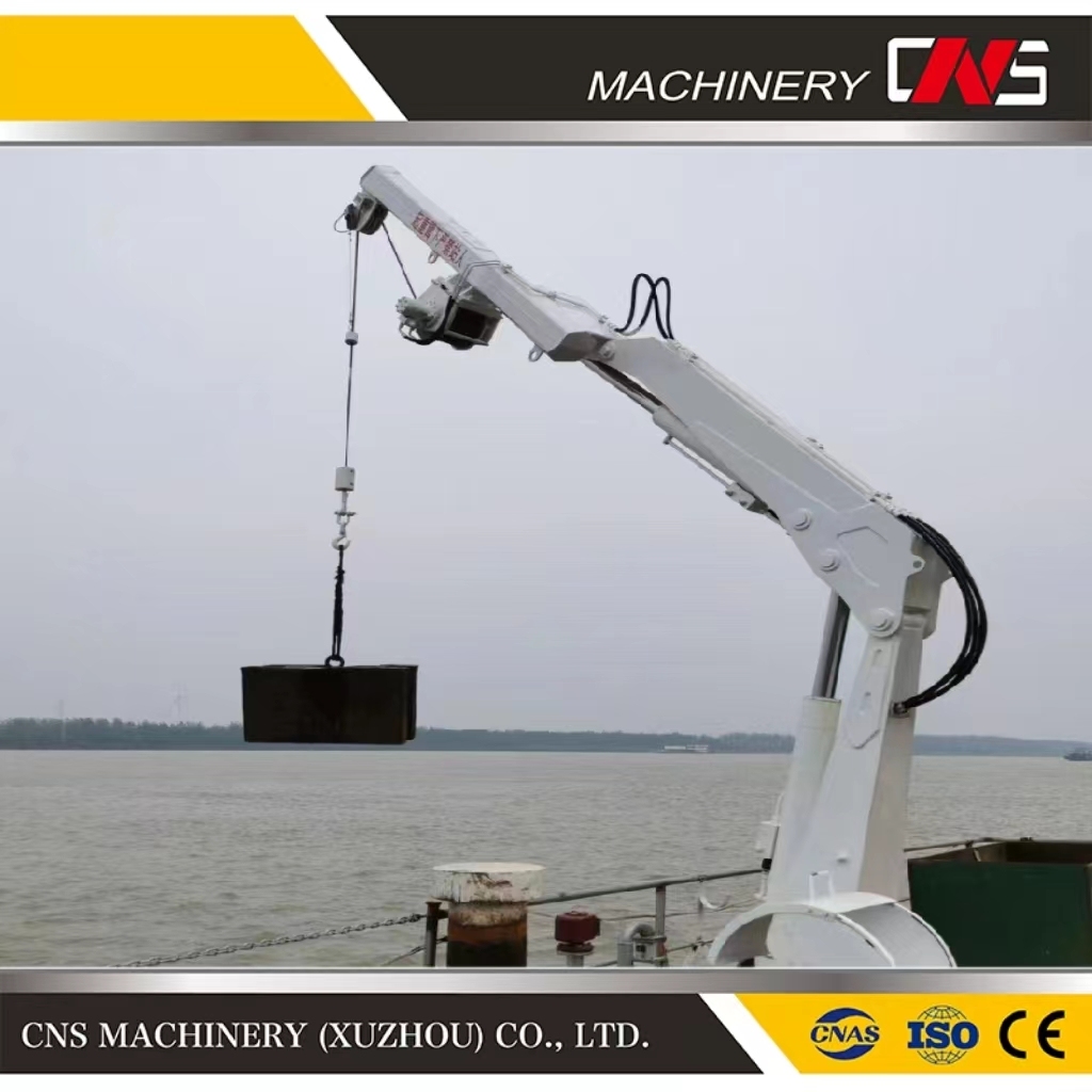 4 Ton Mini Hydraulic Knuckle Boom Floating Barge Marine Deck Crane for Sale with Radio Remote Control