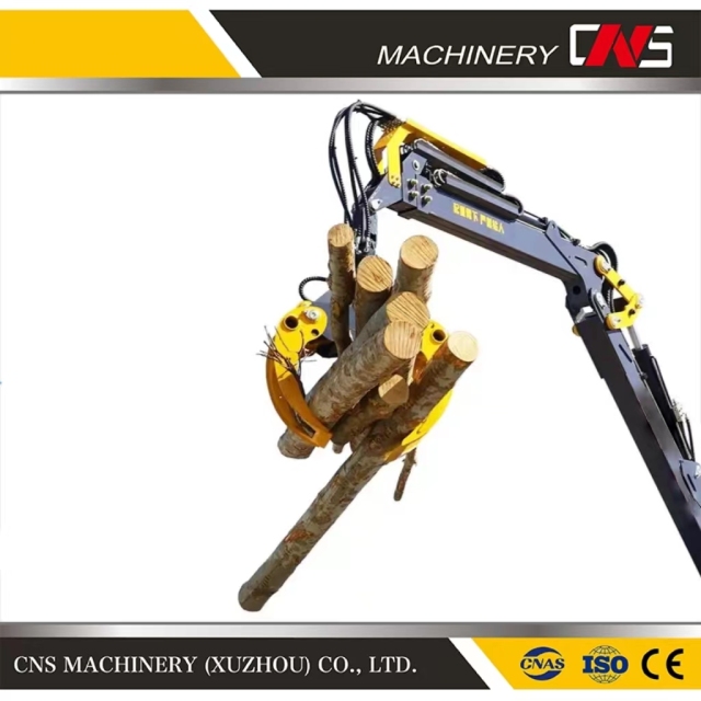 CE Certification Mobile Forest Equipment Log Timber Grapple Lift Crane with Trailer Swing Wood Log Timber Crane
