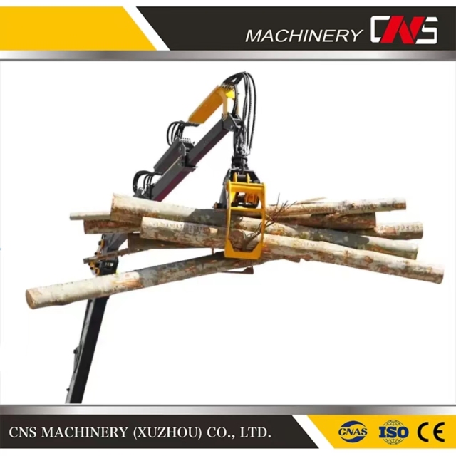 CE Certification Mobile Forest Equipment Log Timber Grapple Lift Crane with Trailer Swing Wood Log Timber Crane