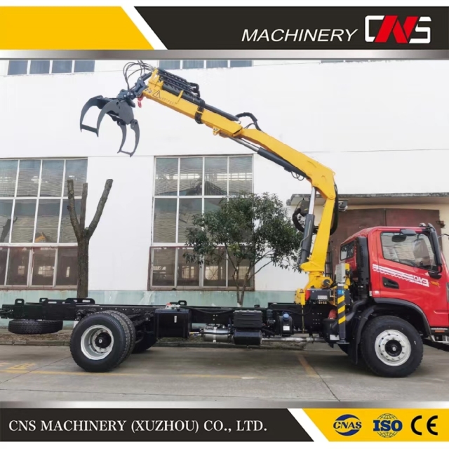 8 Ton Construction Hydraulic Knuckle Folding Arm Boom Truck Mounted Grab Bucket Crane Lorry Crane for Sale